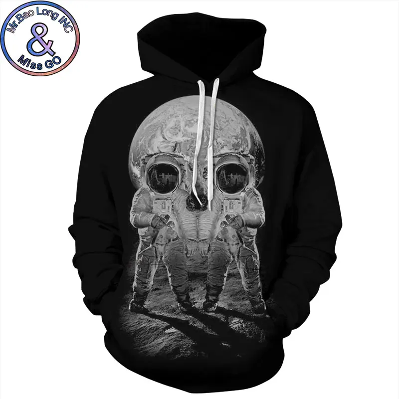 Astronaut Skull Hoodie Sweatshirt Men Women 2018 Funny 3D Hoodies Sweatshirts Halloween Cosplay Hoody Hooded Tracksuit Tops | Мужская