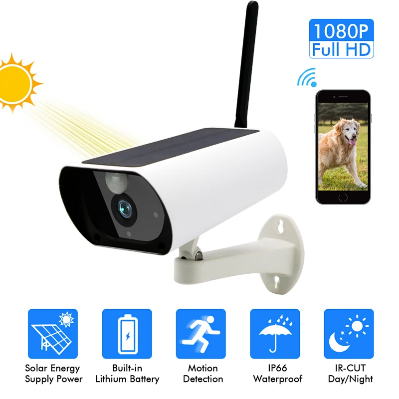 Wifi наружная Водонепроницаемая Солнечная энергия низкая мощность Wireless1080P HD ip
