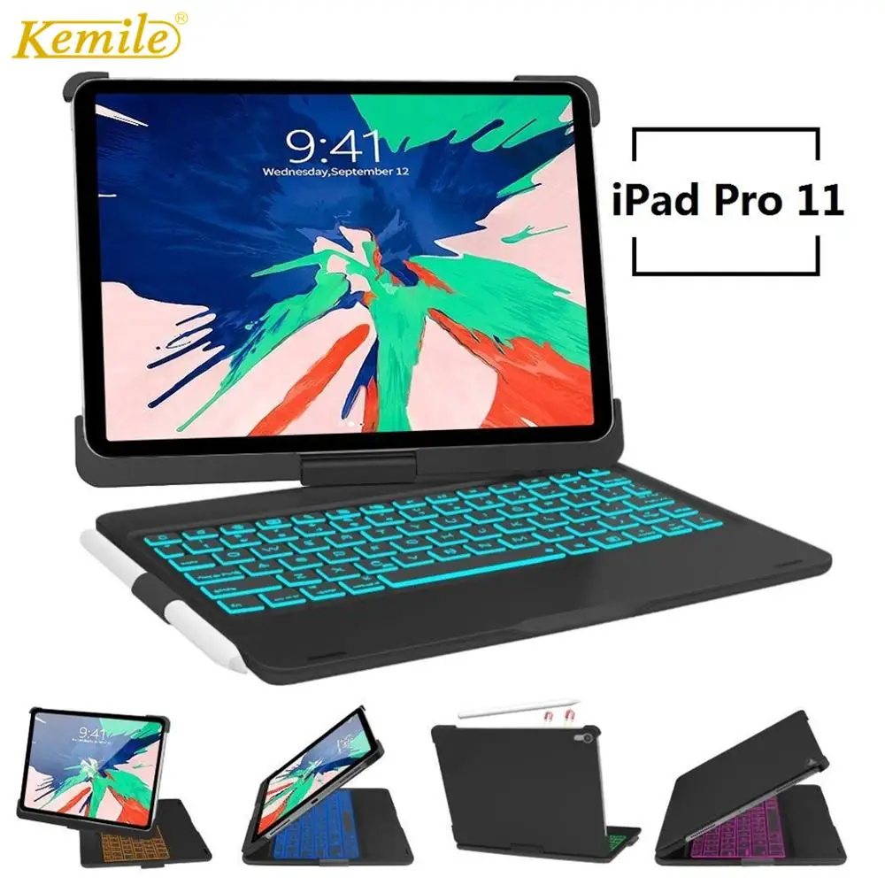 Чехол для клавиатуры iPad Pro 11 дюймов 2019 7 цветов с подсветкой Беспроводная