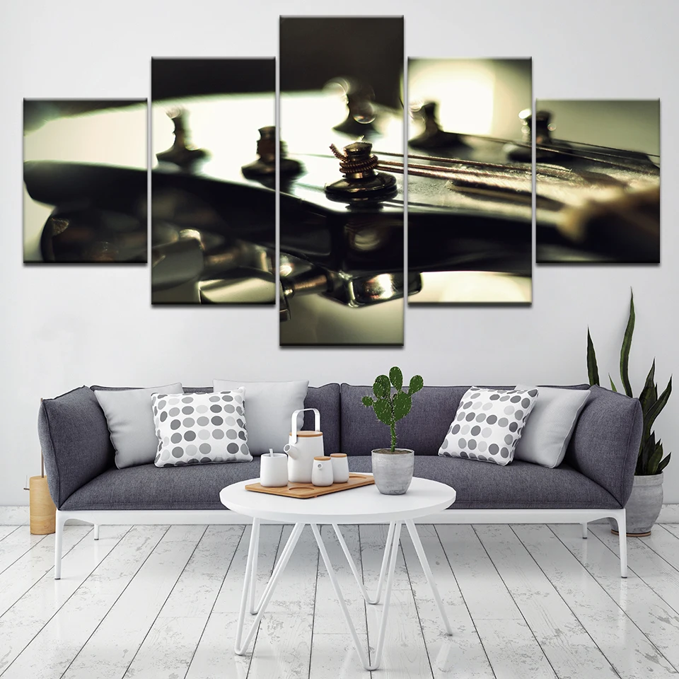 HD с модульная холст Картины для Гостиная Wall Art 5 шт. бас гитара шеи фотографии