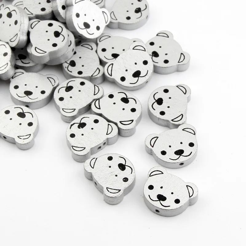 20pcs Wooden Beads 24x19mm Sliver Color Bear Shape Wood for jewelry Making DIY Baby Rattle Pacifier clip | Украшения и аксессуары