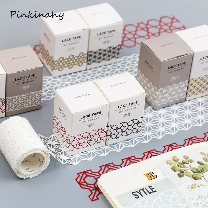 Широкий черный белый красный золотой кружевной набор декоративного скотча васи