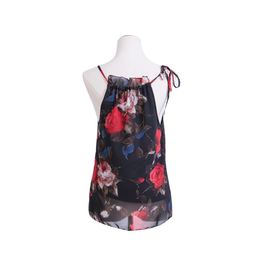 Женская блузка с цветочным принтом Add Two Colors Европейская летняя без рукавов