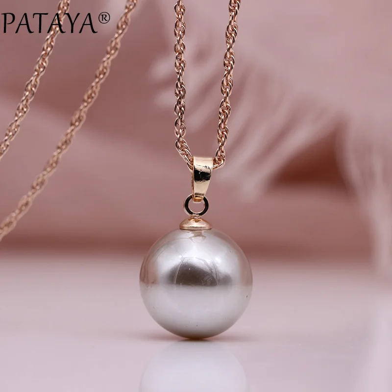 PATAYA новые круглые жемчужные Длинные ожерелья 585 розовое золото женские свадебные модные ювелирные изделия простые подарки вечерние многоцветные подвески