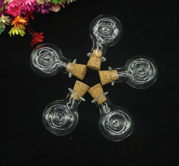 100 pcs small transparent oblate glass bottles with cork stoppers can be used as perfume pendant floating | Украшения и