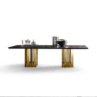 stainless steel dining room set home furniture minimalist modern natrual marble dining table and mesa de jantar muebles comedor