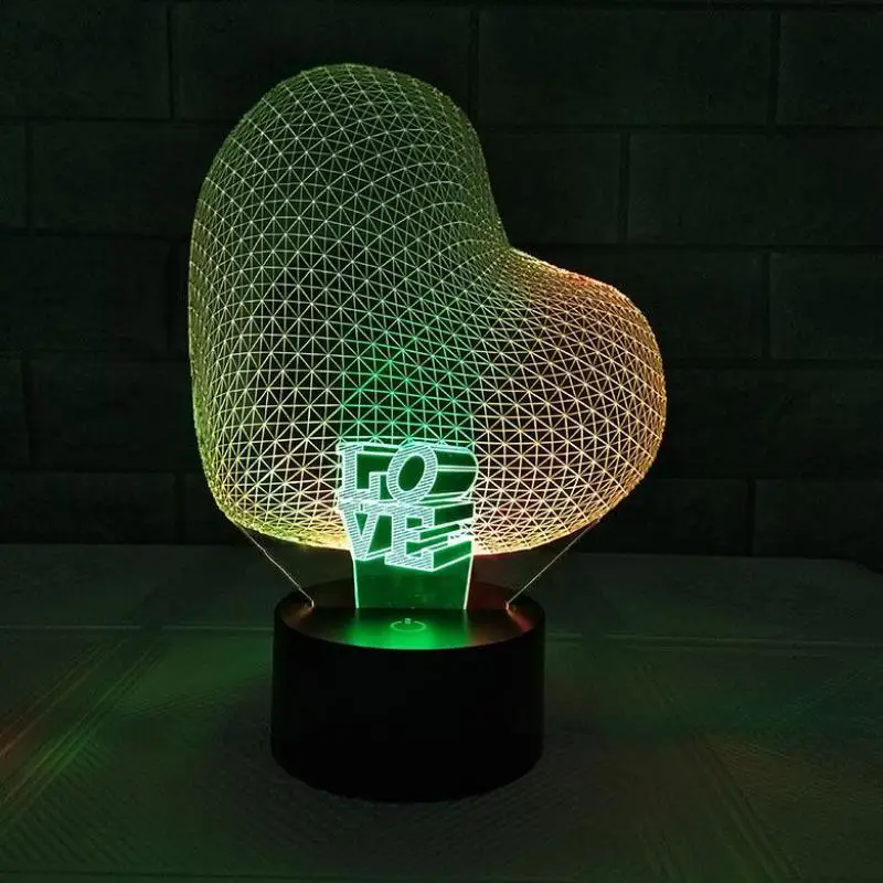 Вечная любовь 3d led Настольная лампа семь цветов Сенсорная зарядка атмосферная