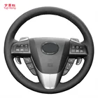 Чехол для руля автомобиля Yuji-Hong из натуральной кожи, чехол для MAZDA 3 2011-2015, искусственная кожа для Mazda 5 2011-2013, прошитый вручную