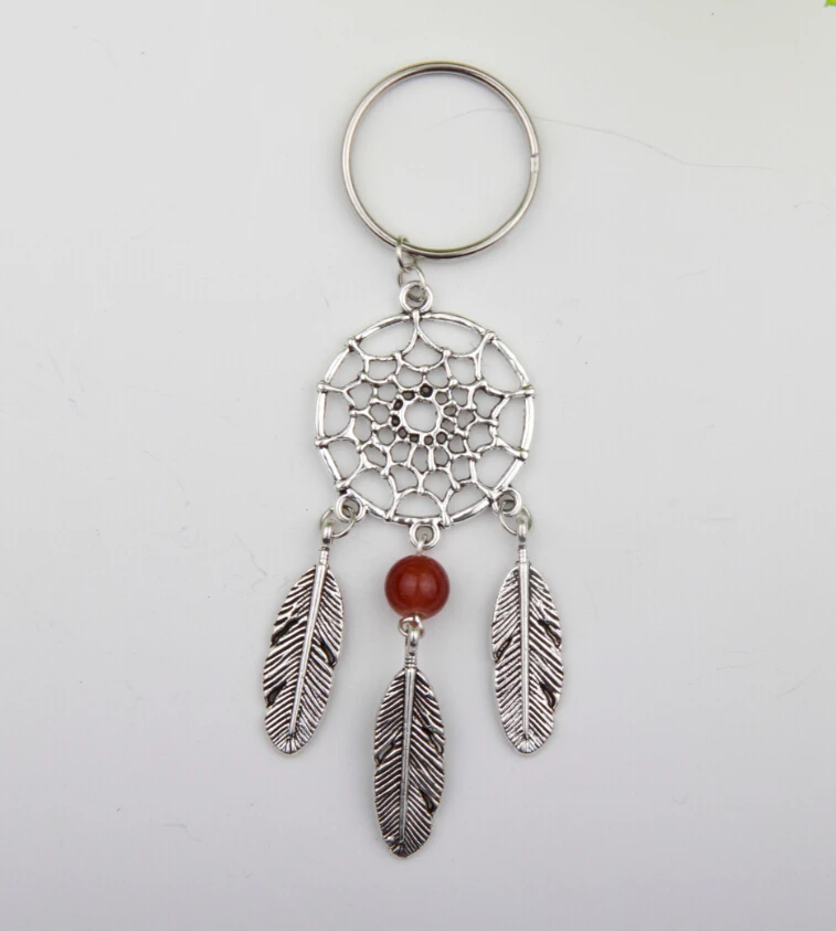 2016 модный Ловец снов тон брелок серебряное кольцо перо кисточки стеклянный с
