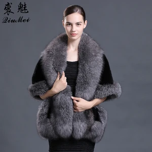 Женские пончо из натурального меха норки и накидки с лисьим воротником, женские шали из натурального меха для свадьбы