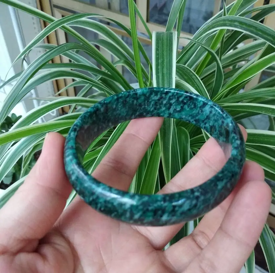 Изысканный натуральный браслет Lushan темно-зеленый нефритовый внутренний диаметр