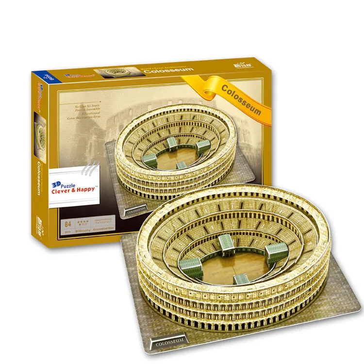 Colosseum Развивающие игрушки знаменитая архитектурная модель 3D Пазлы для взрослых Осака Пелес Бран замок Las Ventas игрушки для детей - Цвет: Colosseum