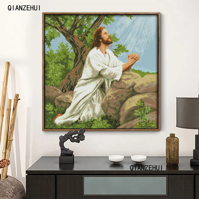 QIANZEHUI рукоделие сделай сам молитвенный Иисус вышивка крестиком наборы для