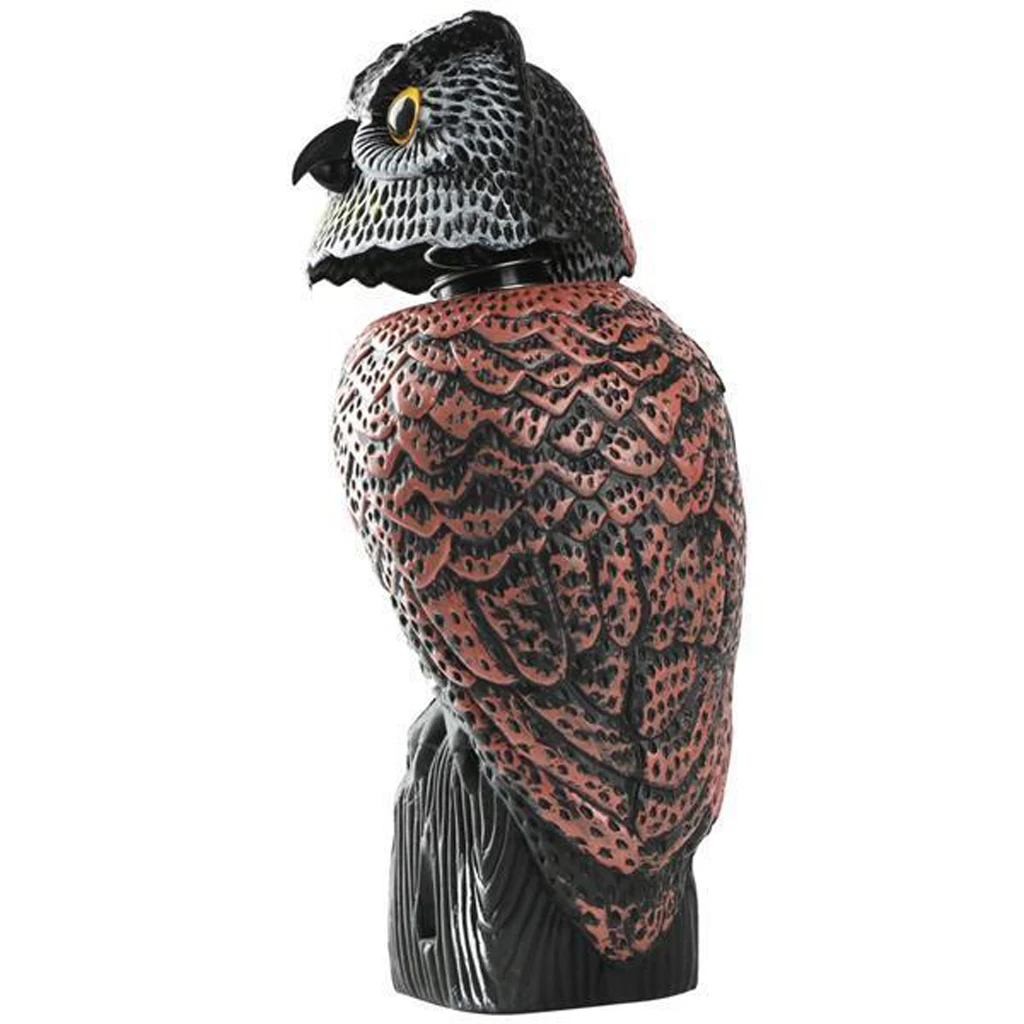 

Large Realistic Owl Decoy With Rotating Head Bird/Pigeon/Seagull/Crow Scarers Plastic Bird Repeller Deterrent for Garden