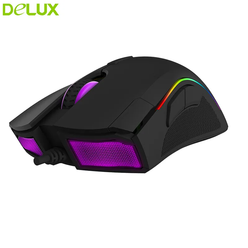 Delux Проводная геймерская мышь M625 USB оптическая мышь 5000 dpi 6600FPS ACC20G 7 кнопок с RGB светодиодный корпус из настоящего матового АБС-пластика