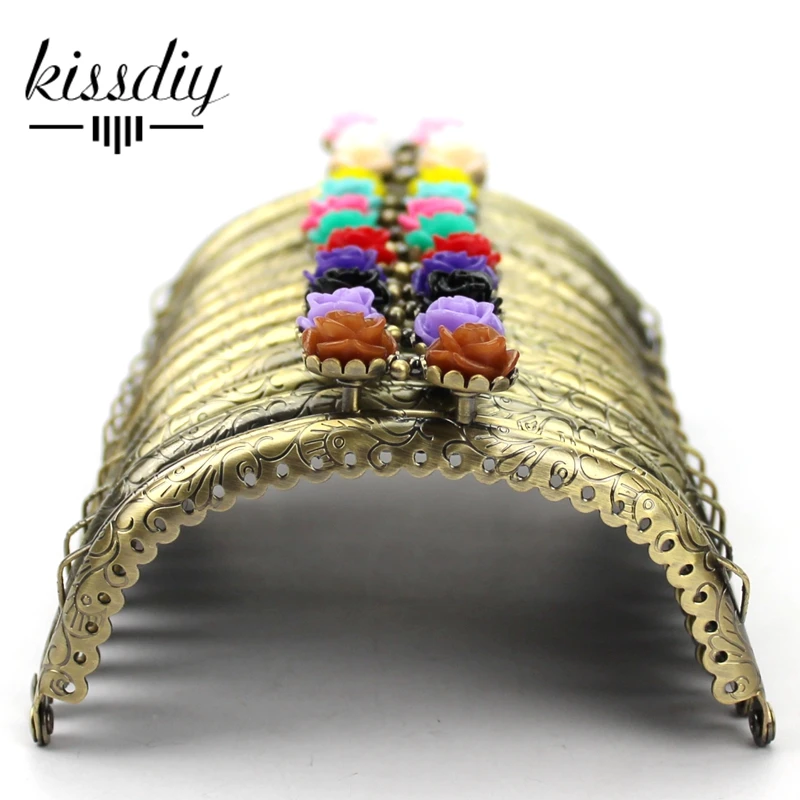 Бесплатная доставка бронзовая дуговая Роза 10 5 см кошелек рамка застежка Kiss