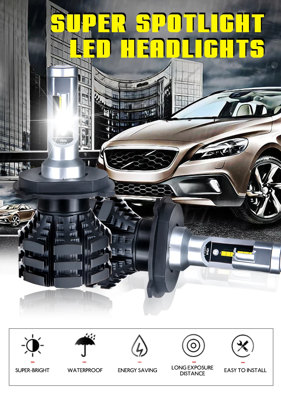 2 шт. 6500K 3200K 2200K 8000K 10000K 10000LM 1860 чип H3 H4 светодиодный H7 фар автомобиля 50 Вт H1 H11 H15 12V 9004 9007 9012 PSX24 PSX26