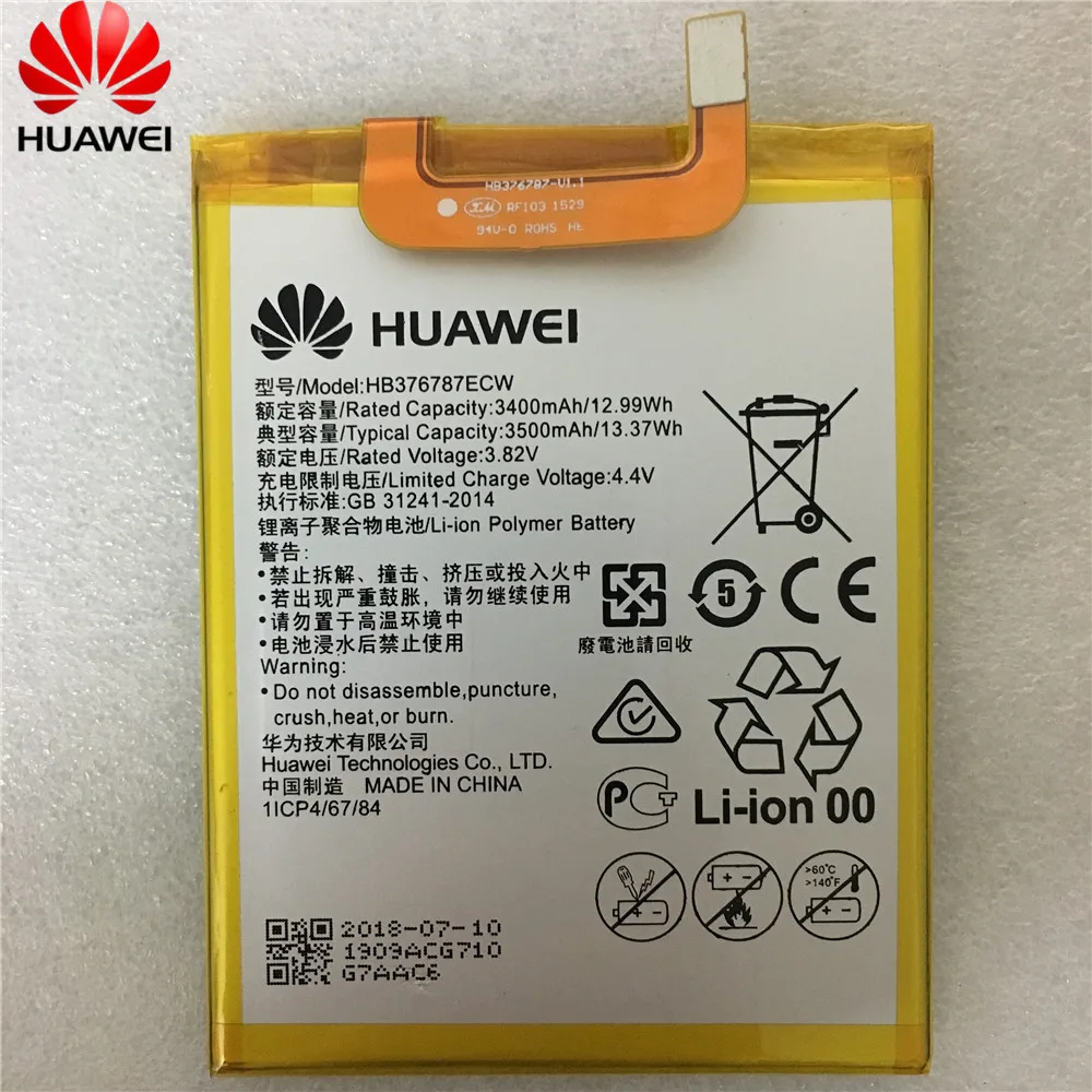 

Для Huawei Honor V8 батарея 3400mAh батарея HB376787ECW батарея 100% оригинал новая Замена батареи аккумуляторы