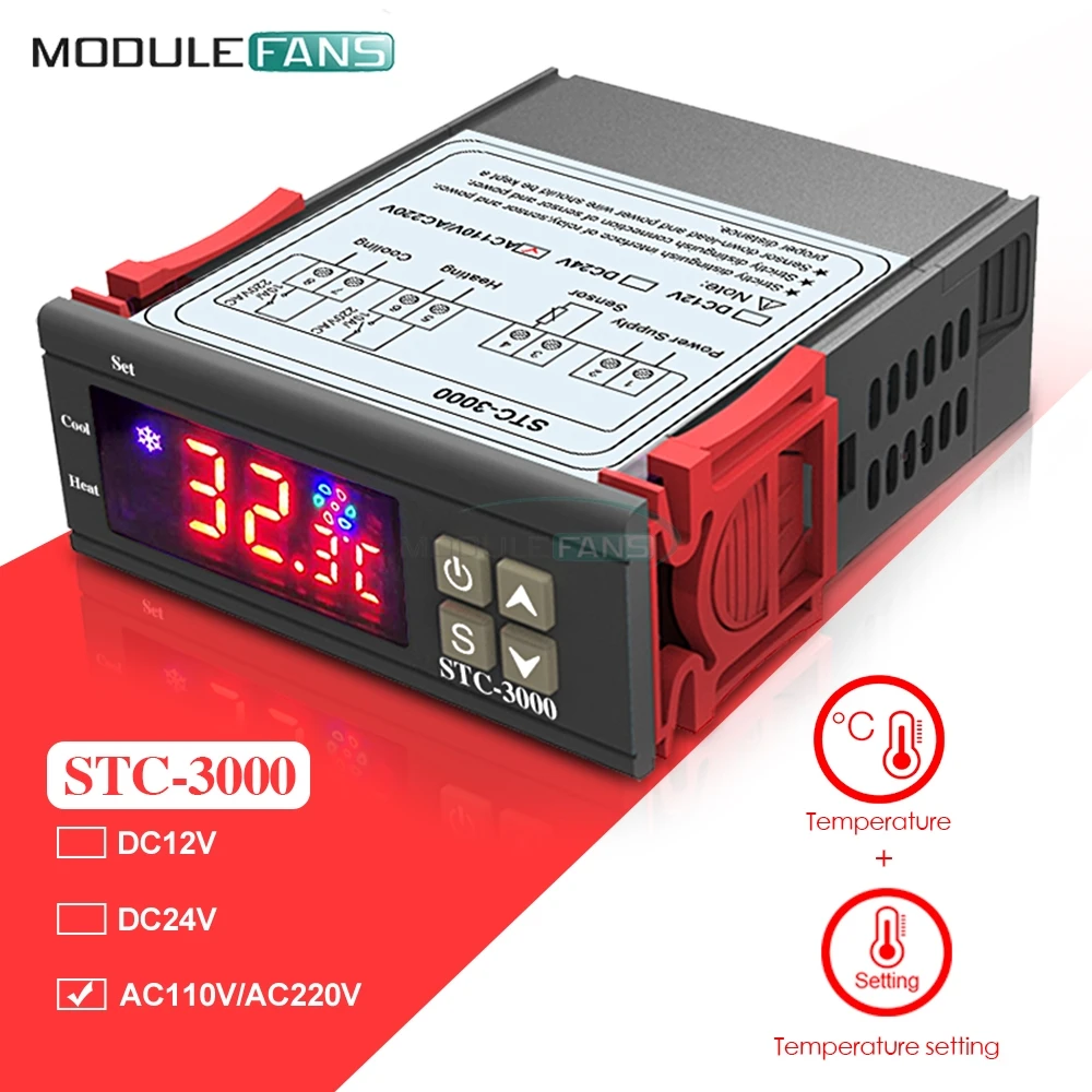 DC 12V 24V AC 110 V 220 светодиодный цифровой регулятор температуры Термостат Термометр