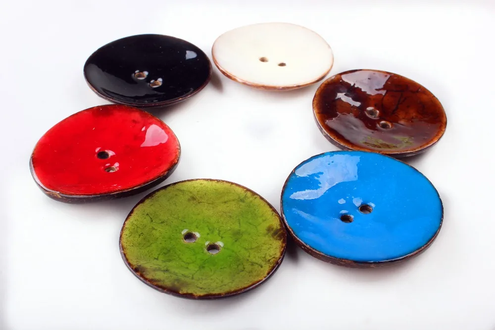 1 шт. 2 отверстия эмали шесть цветов скорлупы кокосового ореха пуговицы подходит