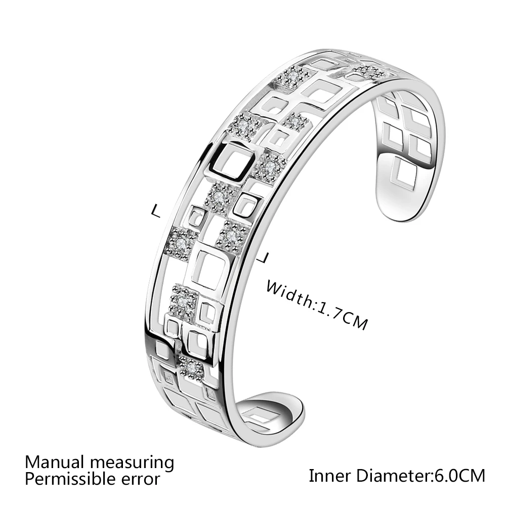 Высокое качество покрытием Серебряный квадрат Кристалл женские браслеты