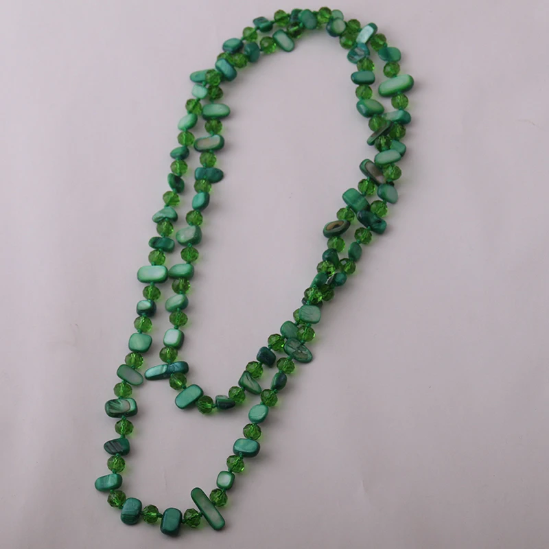 Модный длинный завязанный Halsband Радужный цветной кристалл и ожерелье в виде ракушки