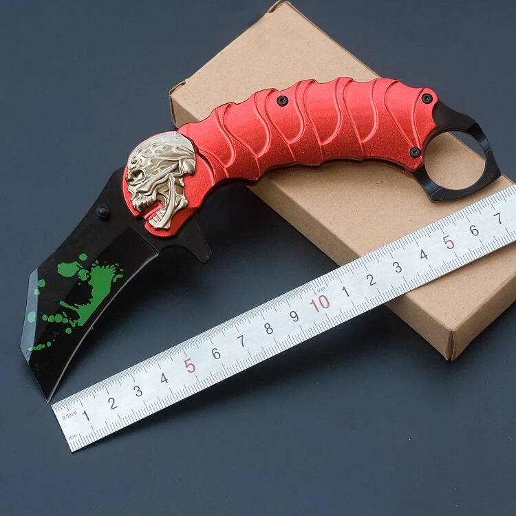 Karambit нож складной с красной ручкой EDC инструмент открытый тактический для