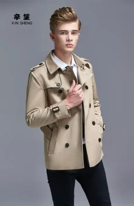 

Mens trench coats man spring autumn double-breasted coat men clothes slim fit overcoat long sleeve 2020 new designer khaki