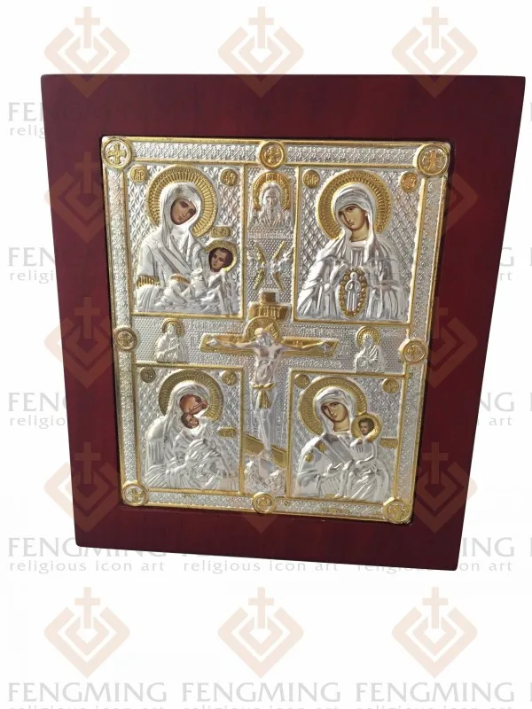 Иконы четырех богородиц крест распятие деревянный Византийский стиль