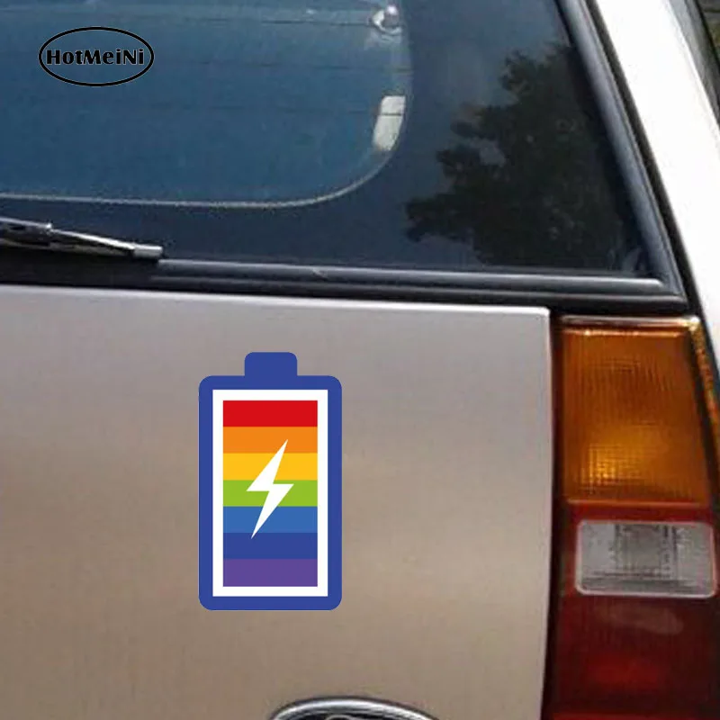 HotMeiNi Personality LGTB Gay Pride Rainbow Battery PVC Decal Car Sticker Body Bumper Accessories 7CM*13CM | Автомобили и