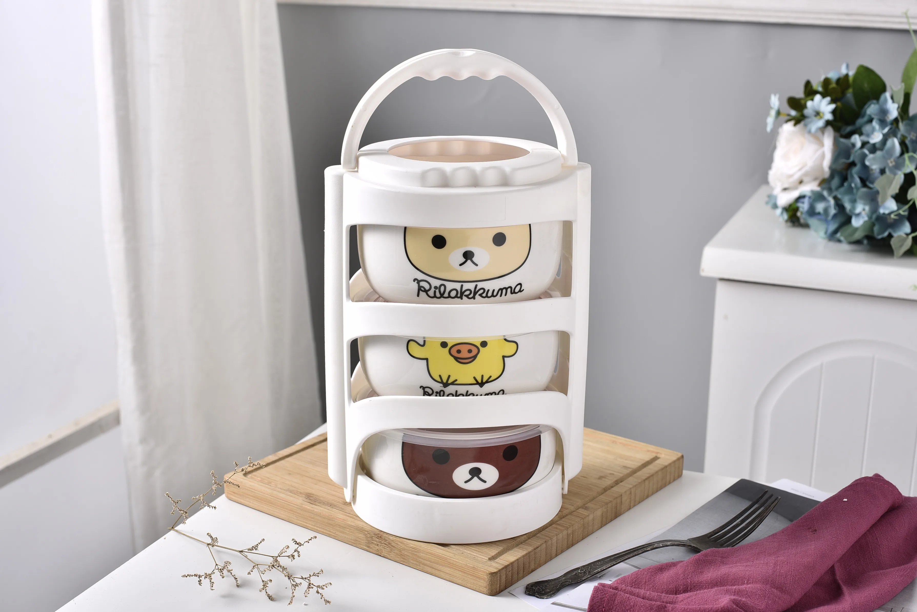 Рисунок «Hello Kitty» коробка 4 шт./компл. Портативный Керамика Коробки для обедов с изоляционные мешки термос для Еда детская Коробки для обедов Еда контейнер для хранения