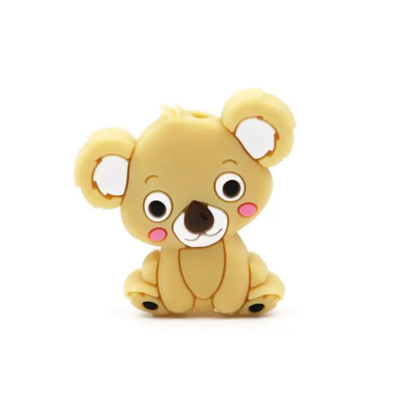 Brown Милый Прорезыватель для зубов из ликоновых бусин, безопасный уход за ребенком, сделай сам, ювелирное ожерелье, игрушка Nov-12A - Цвет: Brown