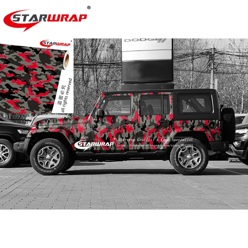 Starwrap Jumbo красный черный снежный камуфляж виниловая автомобильная пленка Urban Arctic