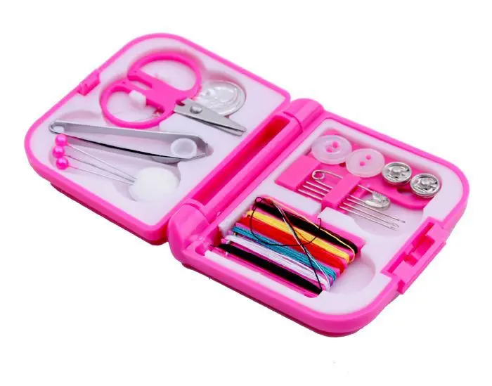 

100sets/lot Free Shipping New Arrival Portable Mini Travel Sewing Kits Box Color Threads Home DIY Pin Needle Tools Set
