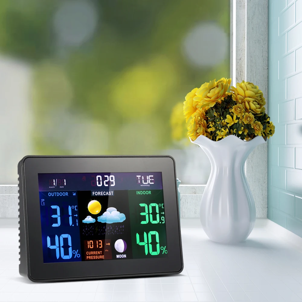 Многофункциональный al цифровой lcd беспроводной Метеостанция Часы функция повтора будильника Крытый Открытый термометр гигрометр