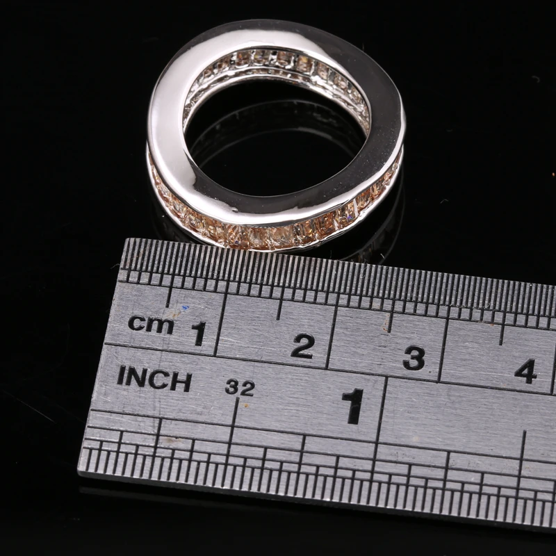 Splendid A Circle Of Champagne Morganite Zircon Gems Silver Plated Argent Jewelry Ring Size 6 / 7 8 9 S1391 | Украшения и