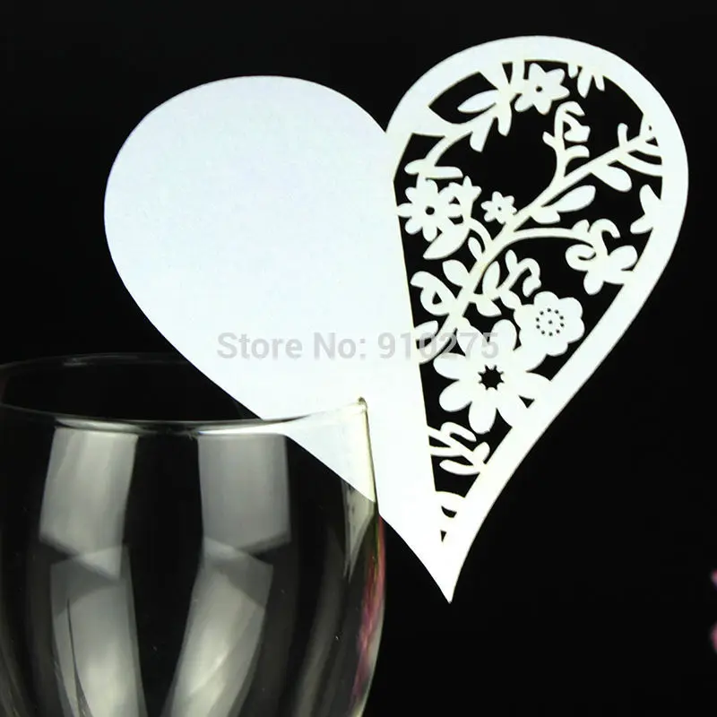 120 шт лазерная резка с вырезами сердце дизайн свадебный стол украшение вино