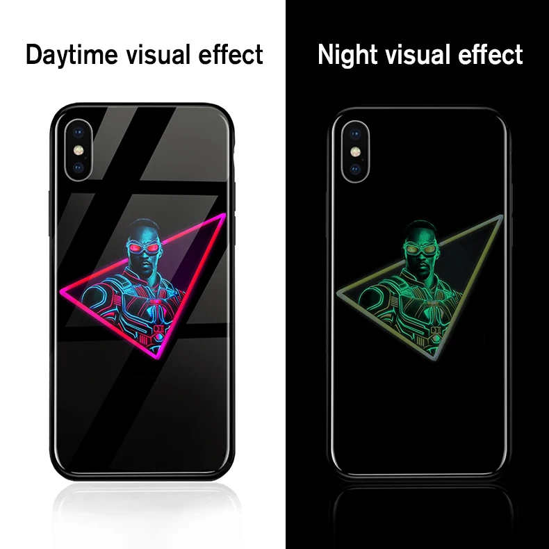 Ciciber Marvel Железный человек чехол в виде светящегося стекла для iPhone 11 Чехол 7 8 6 6S Plus задняя оболочка для iPhone 11 Pro Max X XR XS Max чехол - Цвет: WM06492