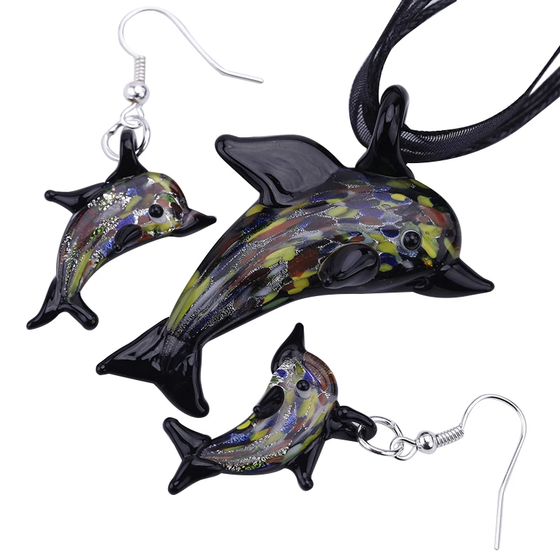 Бесплатная доставка 1 компл./Лот подвеска в форме дельфина из муранского стекла