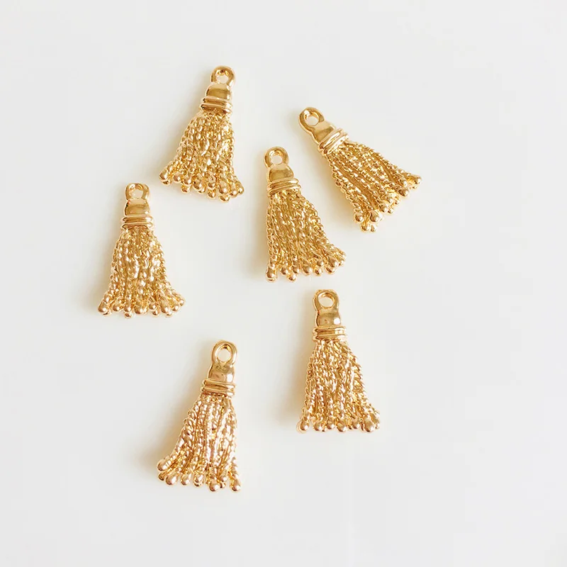 Оптовая продажа 5 шт./лот кисточка золотого цвета подвески для изготовления