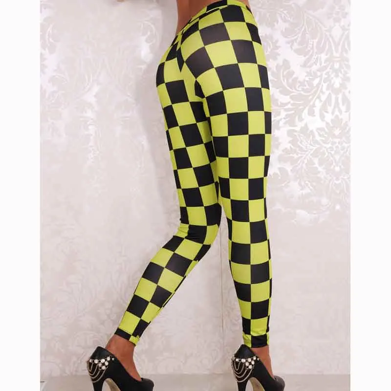 Высокие уличные женские леггинсы 4 вида цветов клетчатые принты штаны для