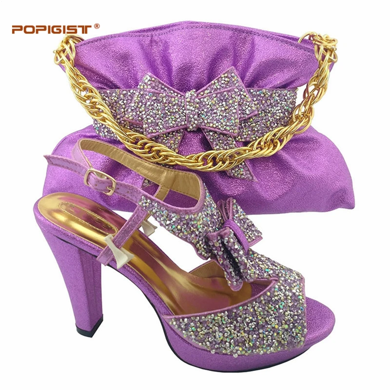 Серебряный африканских Обувь с LUCKY сумки свадебные туфли и комплекты сумкой Для