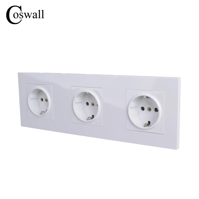 COSWALL Высокое качество стены мощность 3 Way Разъем заземлен 16A ЕС стандартный