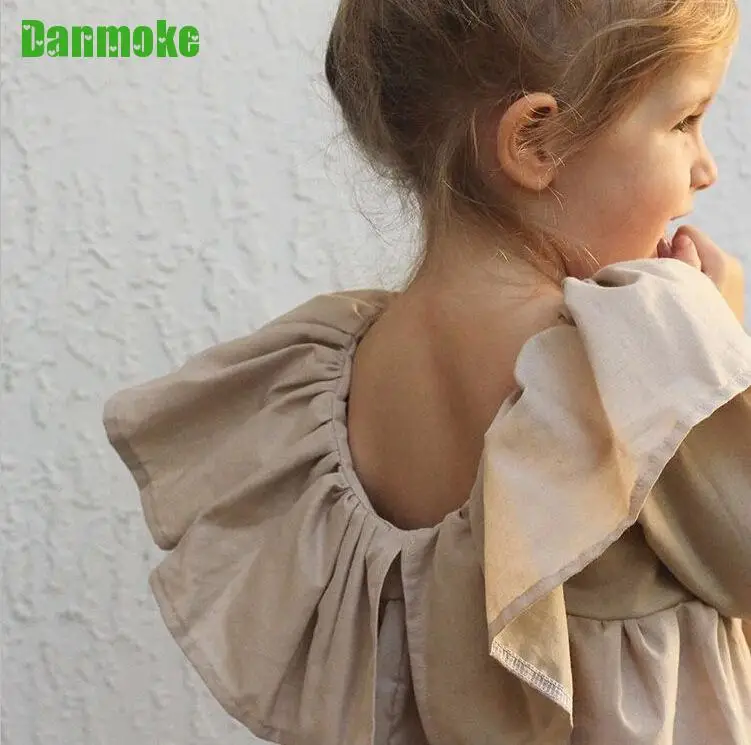 Danmoke Ins Spring Summer Children's Clothes Fashion Girl Vestido Casual Dress Girls Wood Ear Europe Green Red Party 1-4y | Детская