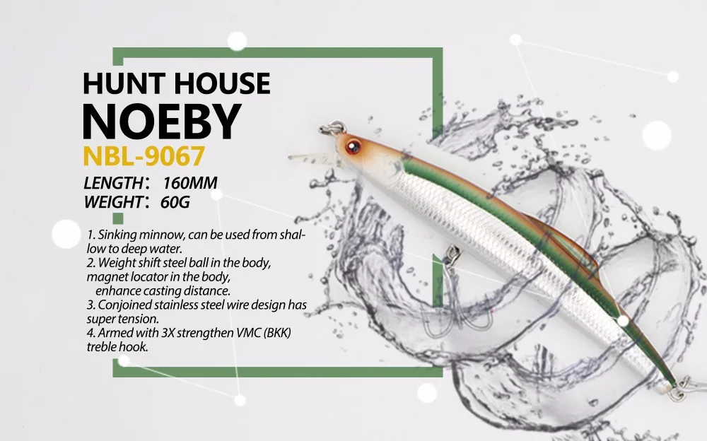 Noeby 1 шт. 16/14 см 60/32 г minnow приманки рыболовные приманки Minnow Bass Рыбалка Прикормка искусственные приманки Охота дом