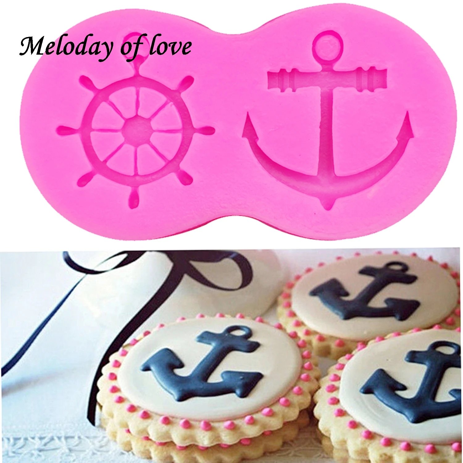 

Anchor Rudder Wheel Ship Shape Silicone Mold Fondant Forms Cookie Baking Chocolate Mold Cake Decorating Tools T0209