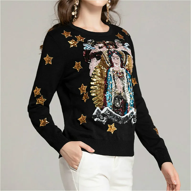 Женский свитер вязаный с блестками | Женская одежда