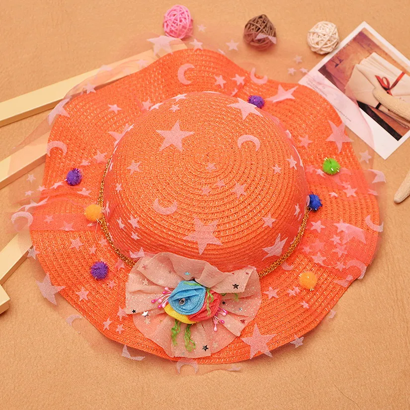 ГОРЯЧАЯ! дети Звезда Марлевые Цветы Солнце Пляж Visor Шляпы Моды Милые Девушки