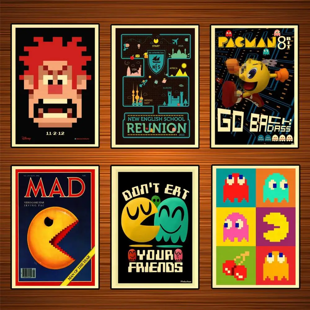 Винтажный рекламный постер Pacman для видеоигр декоративные наклейки на стену