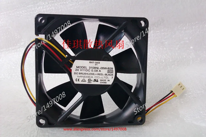 NMB MAT 3108NL 05W B29 S02 DC 24V 0.08A 80x80x20 мм вентилятор охлаждения сервера|square fan|server fan80x80x20mm fan |